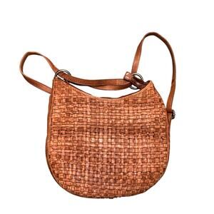Vilenca Brown Leather Basketweave Backpack